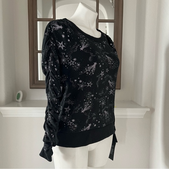 Chaser Scrunched Sleeves Sweatshirt Shooting Stars Size M New w/Tag - Picture 6 of 13